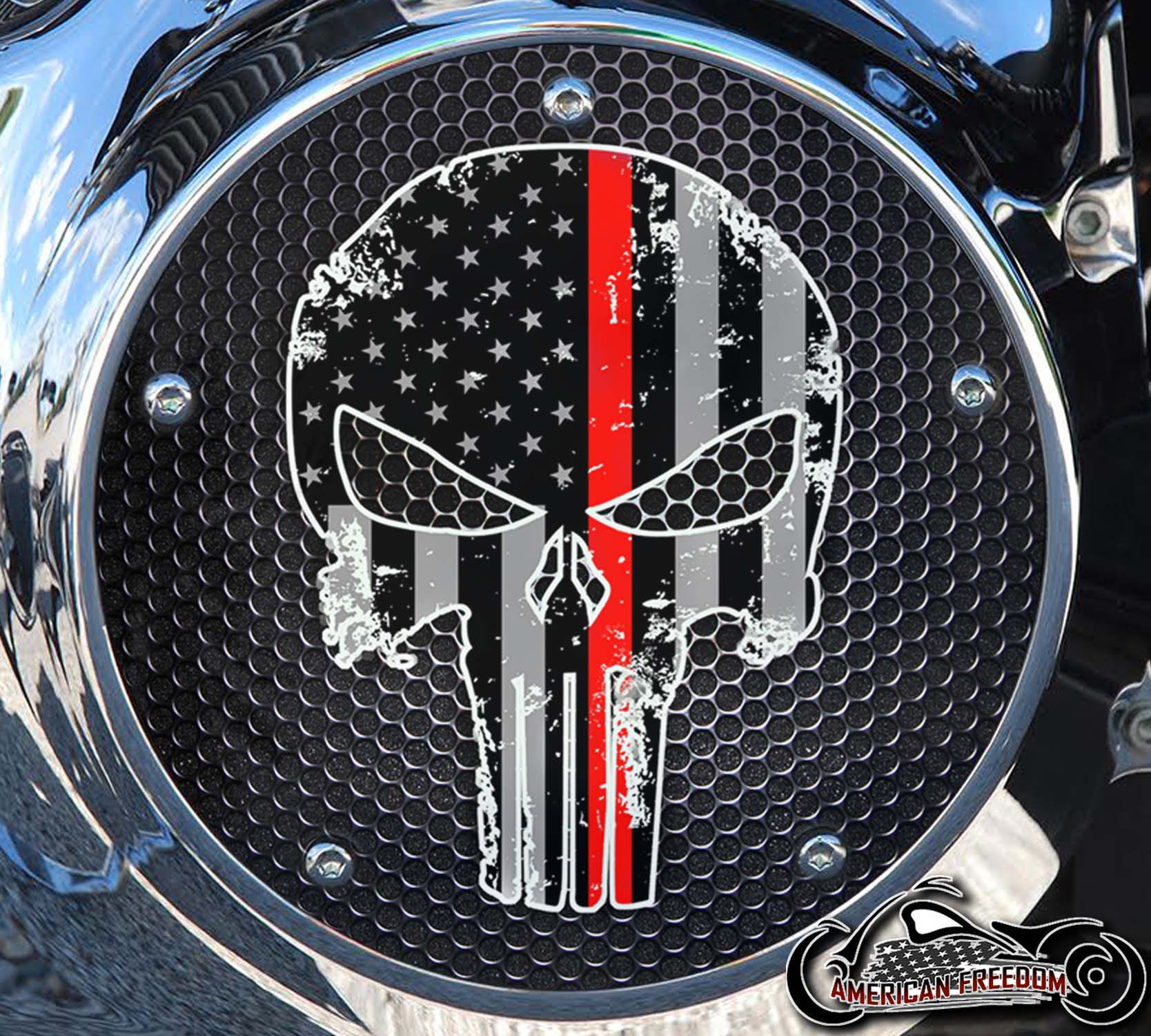 Custom Derby Cover - Punisher Thin Red Line